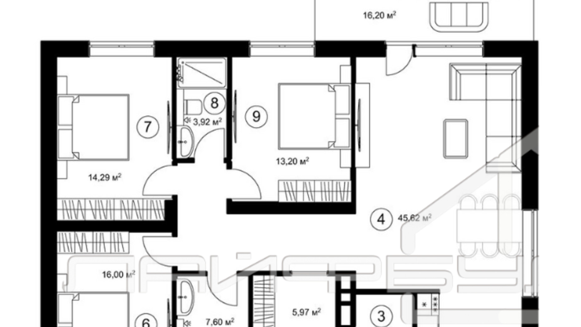 Планировка коттеджа в КГ Баварский Квартал 134 м², фото 602791