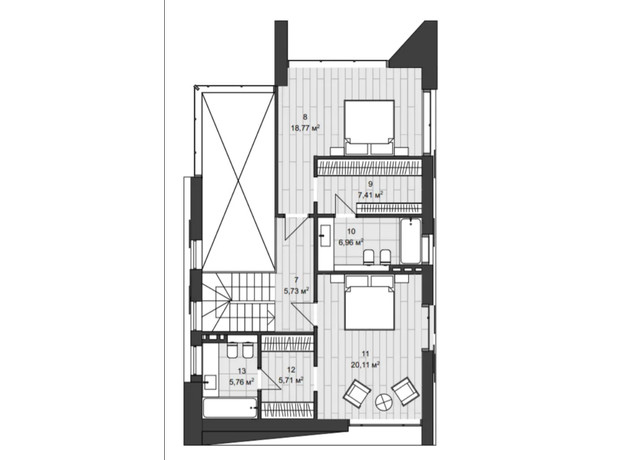 КГ Shelest.home: планировка 4-комнатной квартиры 184 м²