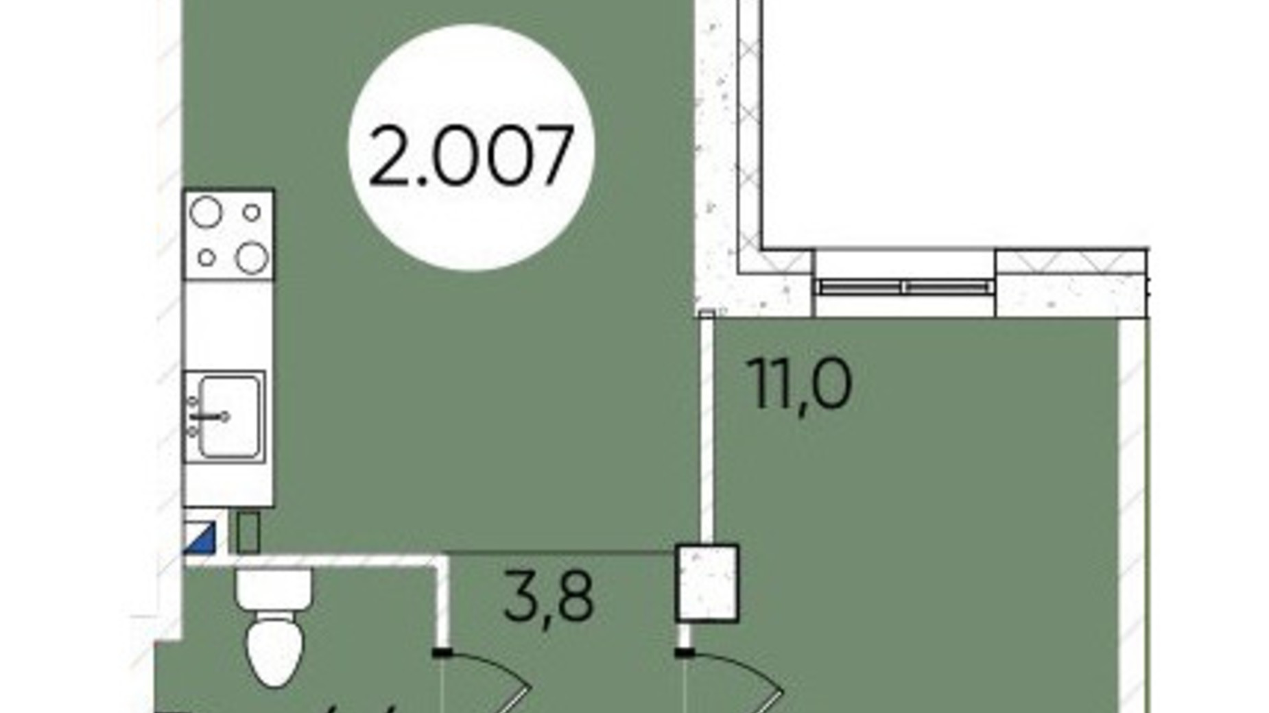 Планировка 1-комнатной квартиры в ЖК Гринвич Парк 36.2 м², фото 602990