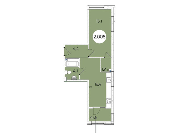 ЖК Грінвіч Парк: планування 1-кімнатної квартири 47 м²