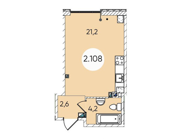 ЖК Гринвич Парк: планировка 1-комнатной квартиры 29.3 м²