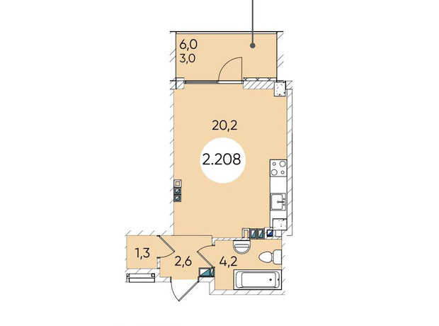 ЖК Гринвич Парк: планировка 1-комнатной квартиры 31.5 м²