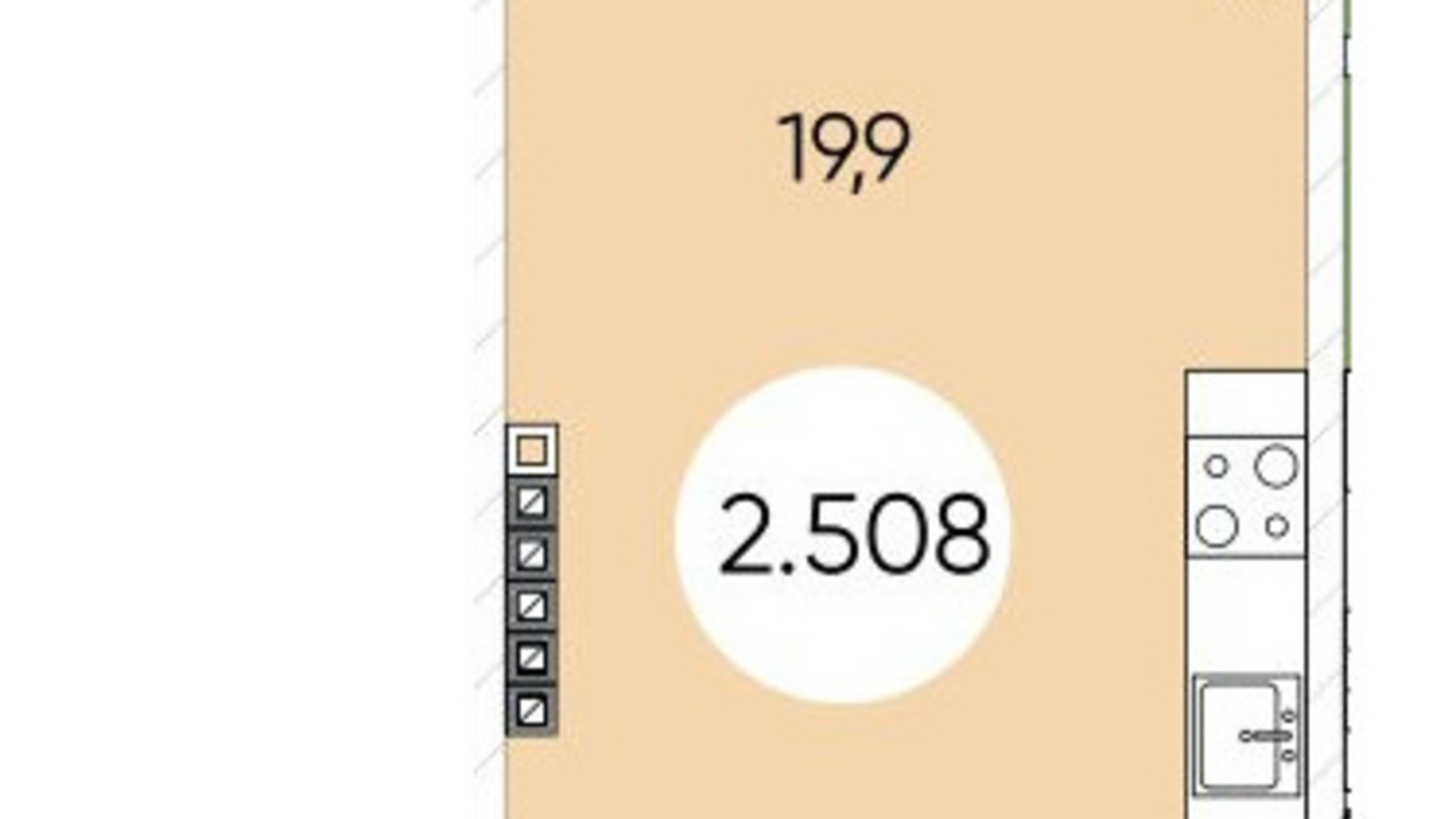 Планировка смарт квартиры в ЖК Гринвич Парк 29.5 м², фото 603018