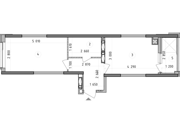 ЖК Оптимісто: планировка 3-комнатной квартиры 39.88 м²