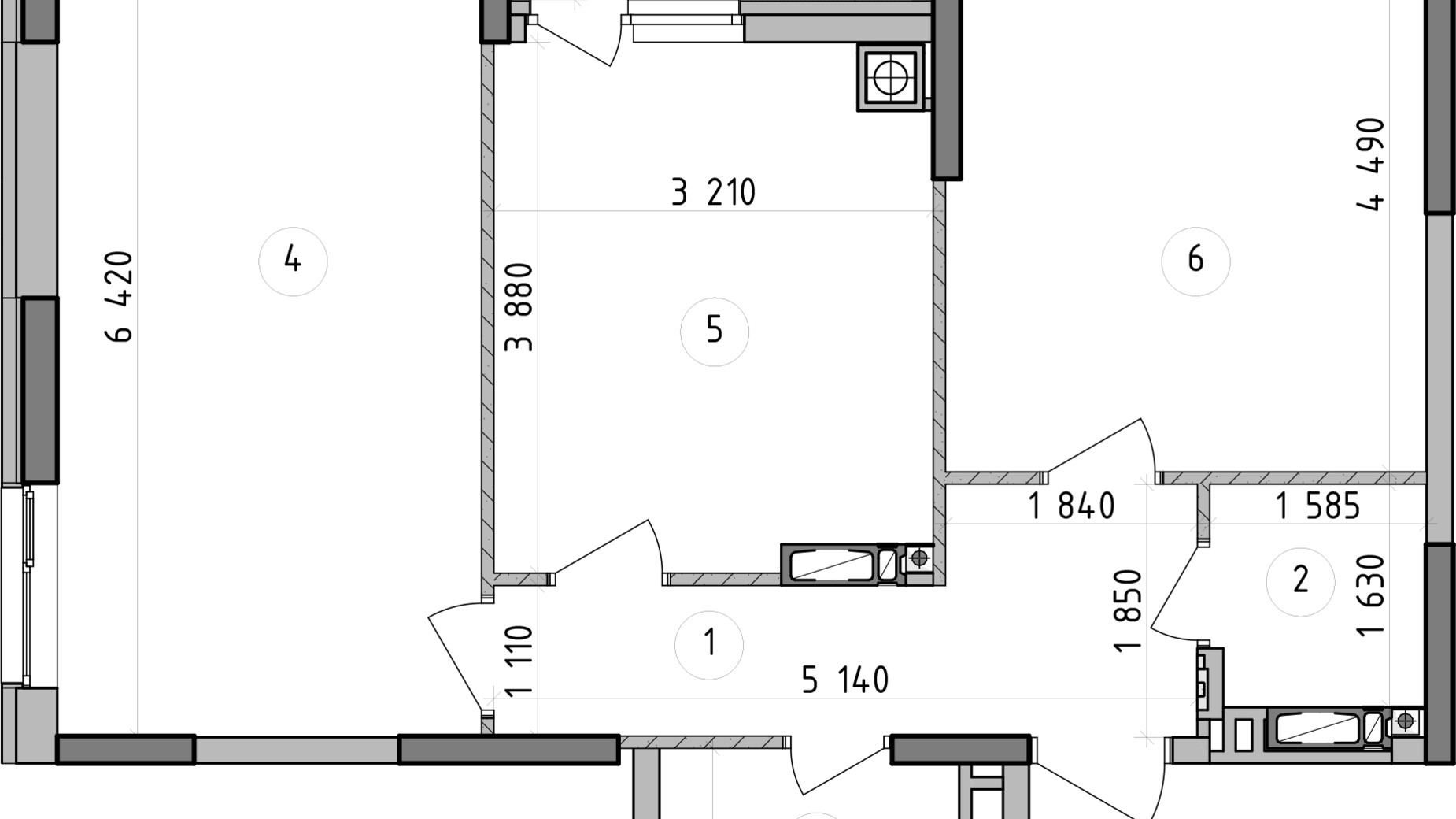 Планування 2-кімнатної квартири в ЖК Оптимісто 64.06 м², фото 603053