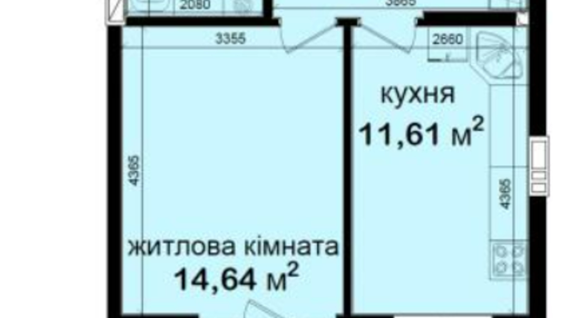 Планировка 1-комнатной квартиры в ЖК Кришталеві джерела 37.49 м², фото 603452