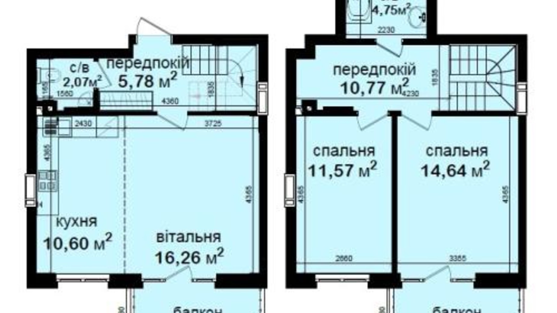 Планировка 3-комнатной квартиры в ЖК Кришталеві джерела 79.56 м², фото 603456