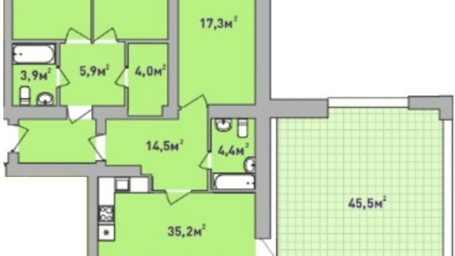 Планировка 3-комнатной квартиры в ЖК Центральный Premium 126.9 м², фото 603495