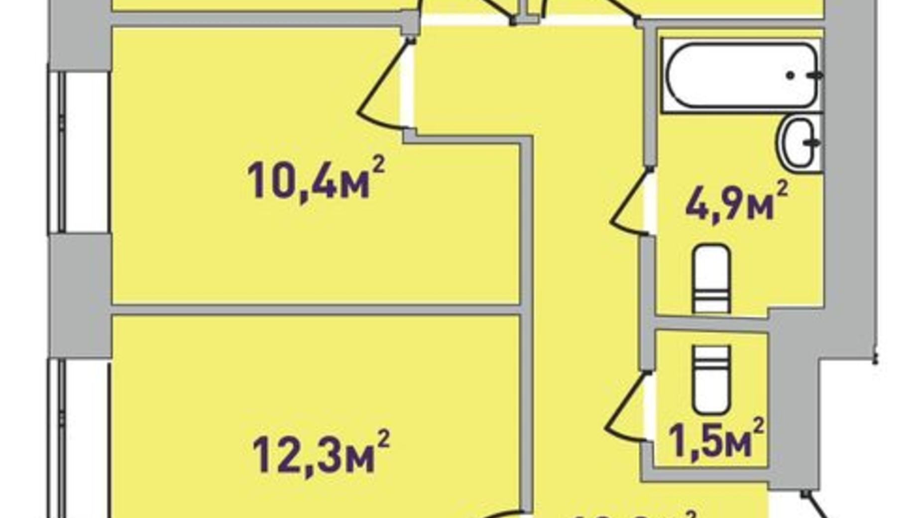 Планування 4-кімнатної квартири в ЖК Центральний Premium 86.1 м², фото 603497