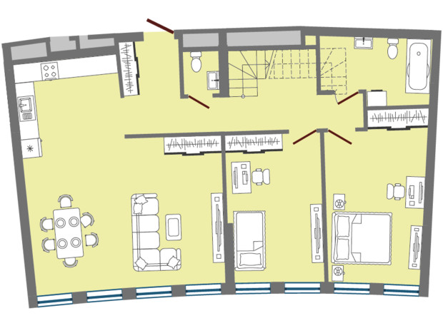 ЖК Greenville Park Lviv: планировка 2-комнатной квартиры 126.98 м²