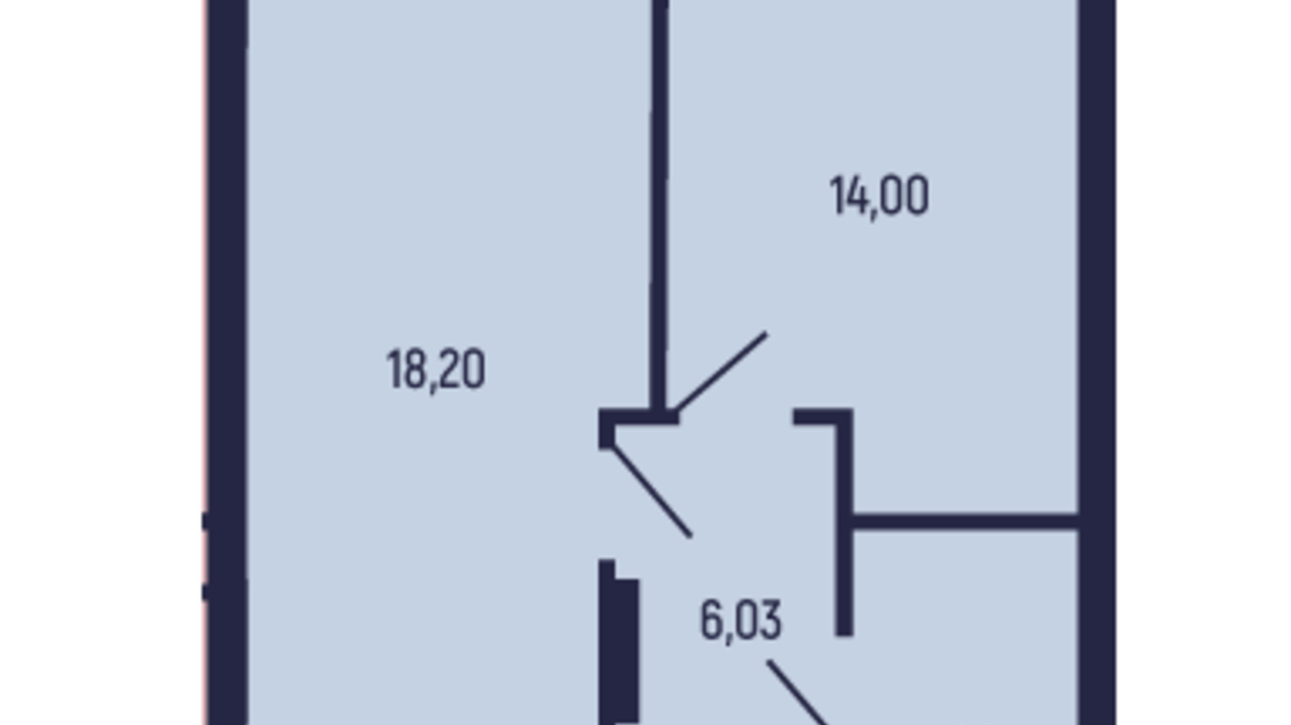 Планировка 1-комнатной квартиры в ЖК вул. Бориславська, 9 47 м², фото 604113