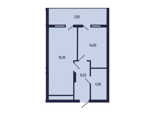 ЖК вул. Бориславська, 9: планировка 1-комнатной квартиры 47 м²