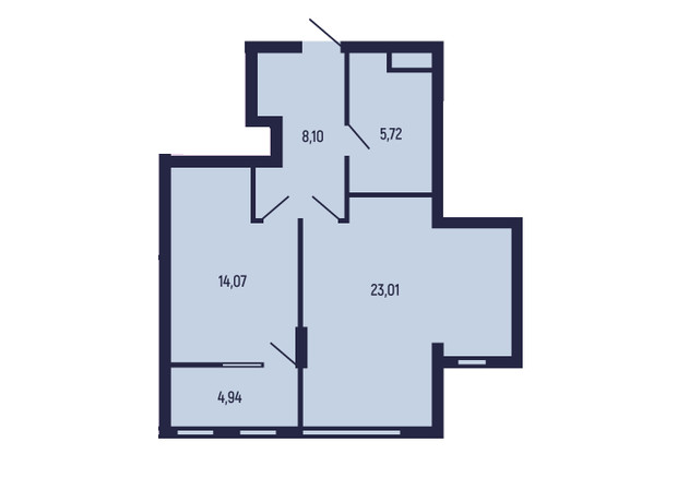 ЖК вул. Бориславська, 9: планировка 1-комнатной квартиры 55.84 м²