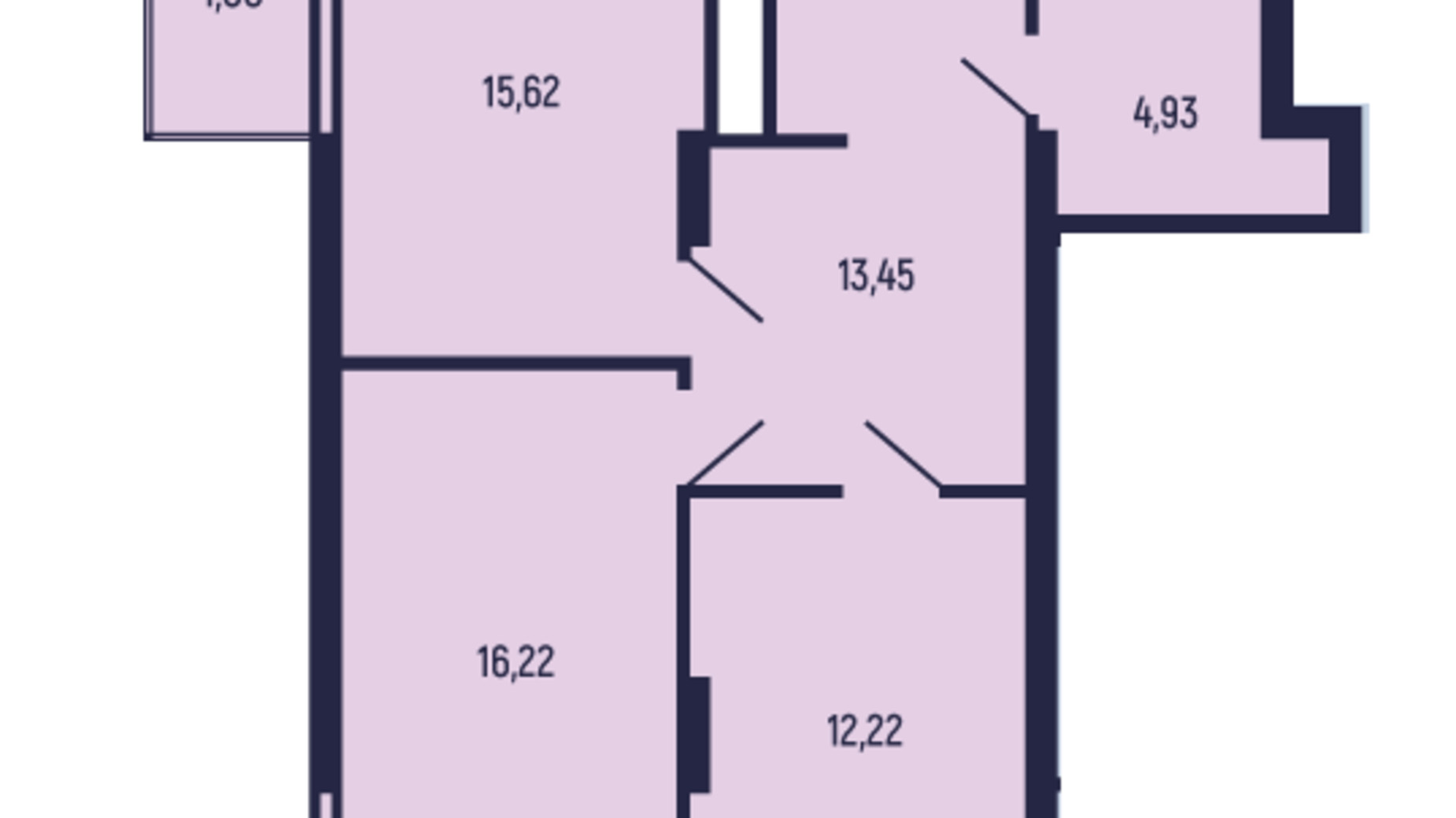 Планировка 2-комнатной квартиры в ЖК вул. Бориславська, 9 63.44 м², фото 604116