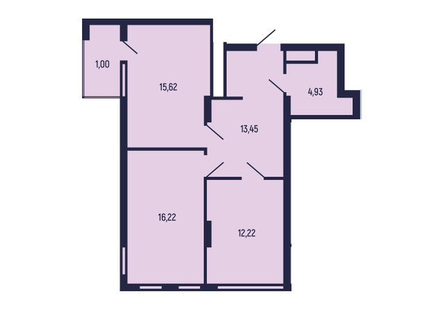 ЖК вул. Бориславська, 9: планировка 2-комнатной квартиры 63.44 м²