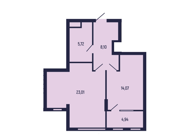 ЖК вул. Бориславська, 9: планировка 1-комнатной квартиры 55.84 м²