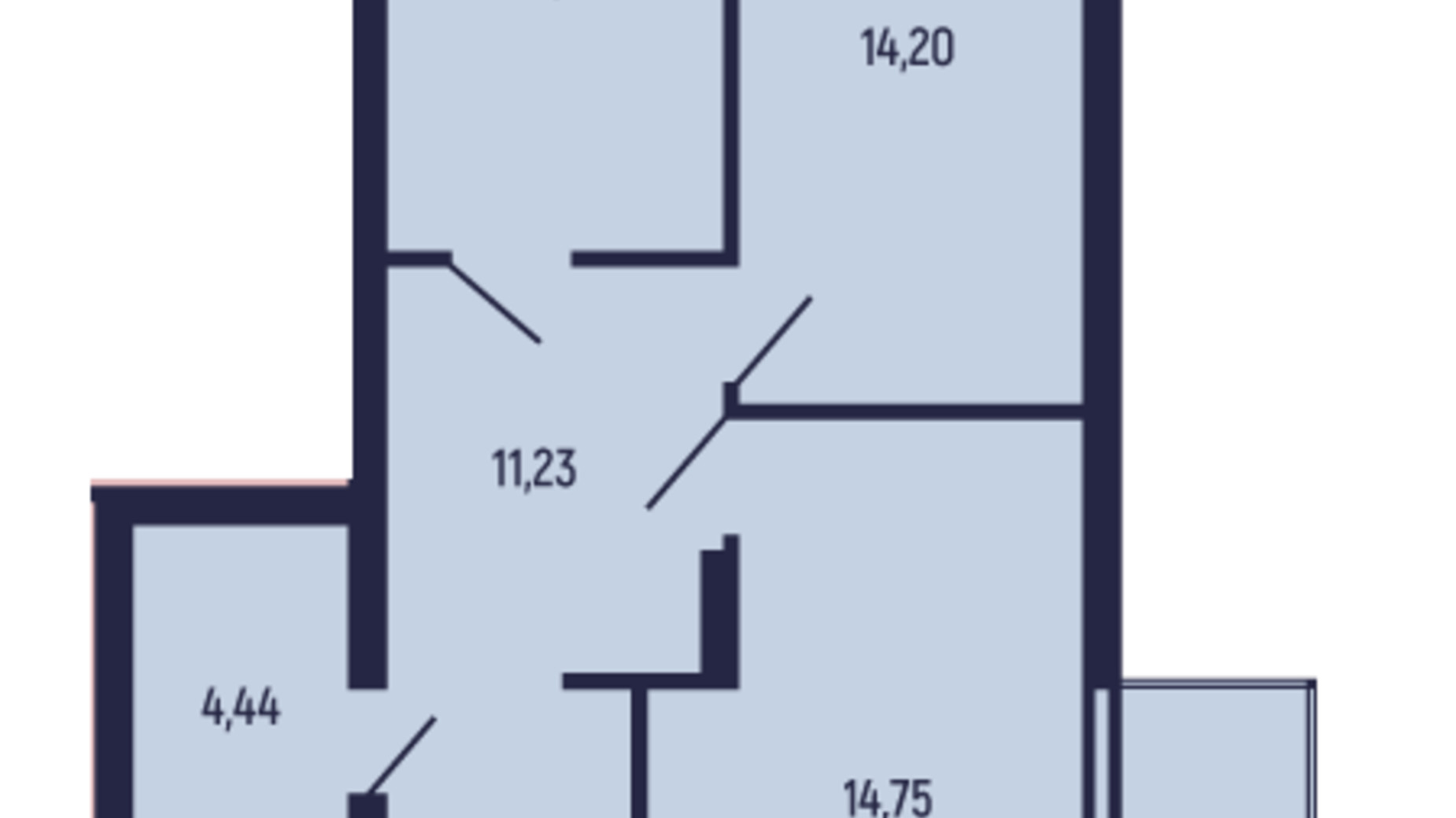 Планування 2-кімнатної квартири в ЖК вул. Бориславськая, 9 56 м², фото 604122