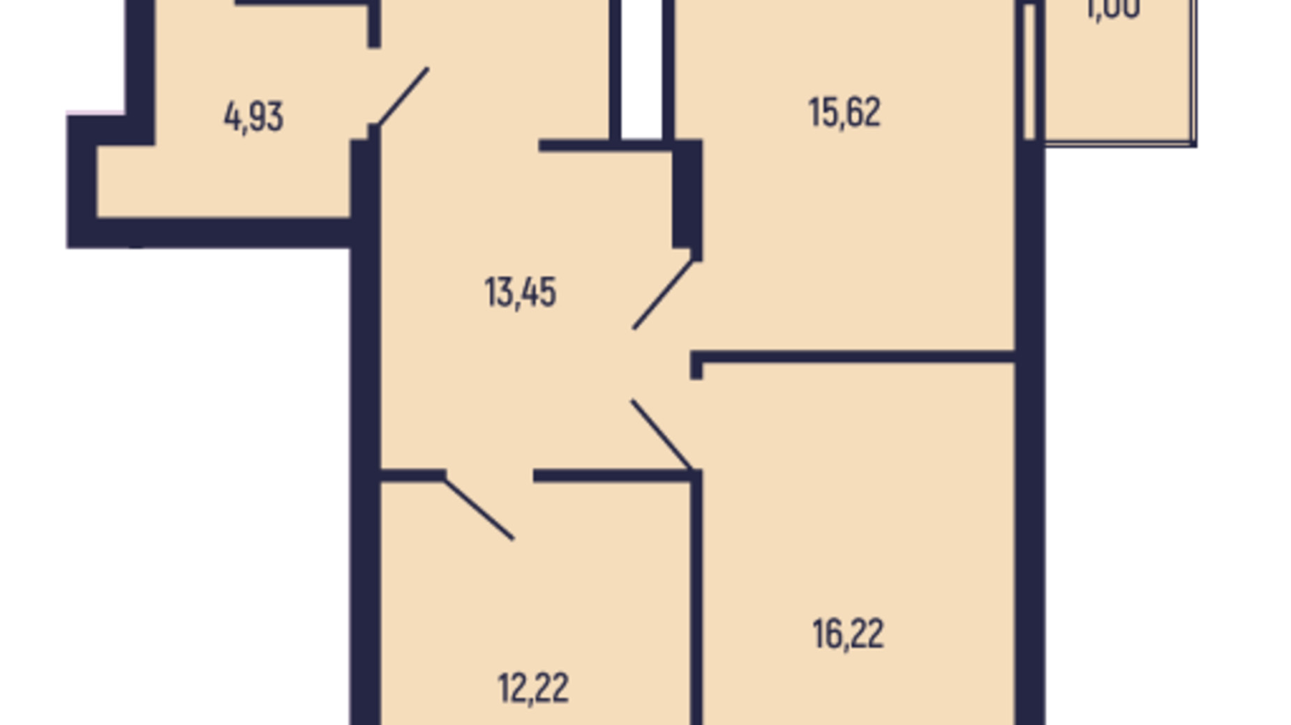 Планування 2-кімнатної квартири в ЖК вул. Бориславськая, 9 63.44 м², фото 604123