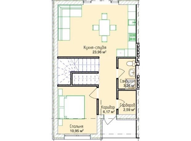 Дуплекс Житомирський дворик - 2: планування 4-кімнатної квартири 110 м²