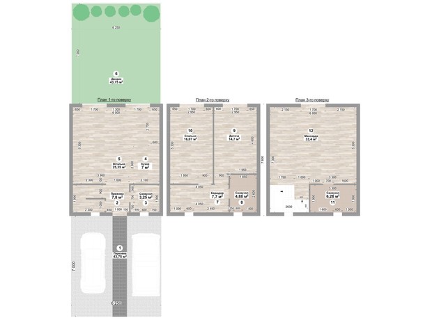 Таунхаус Sanville Park: планировка 3-комнатной квартиры 126.8 м²