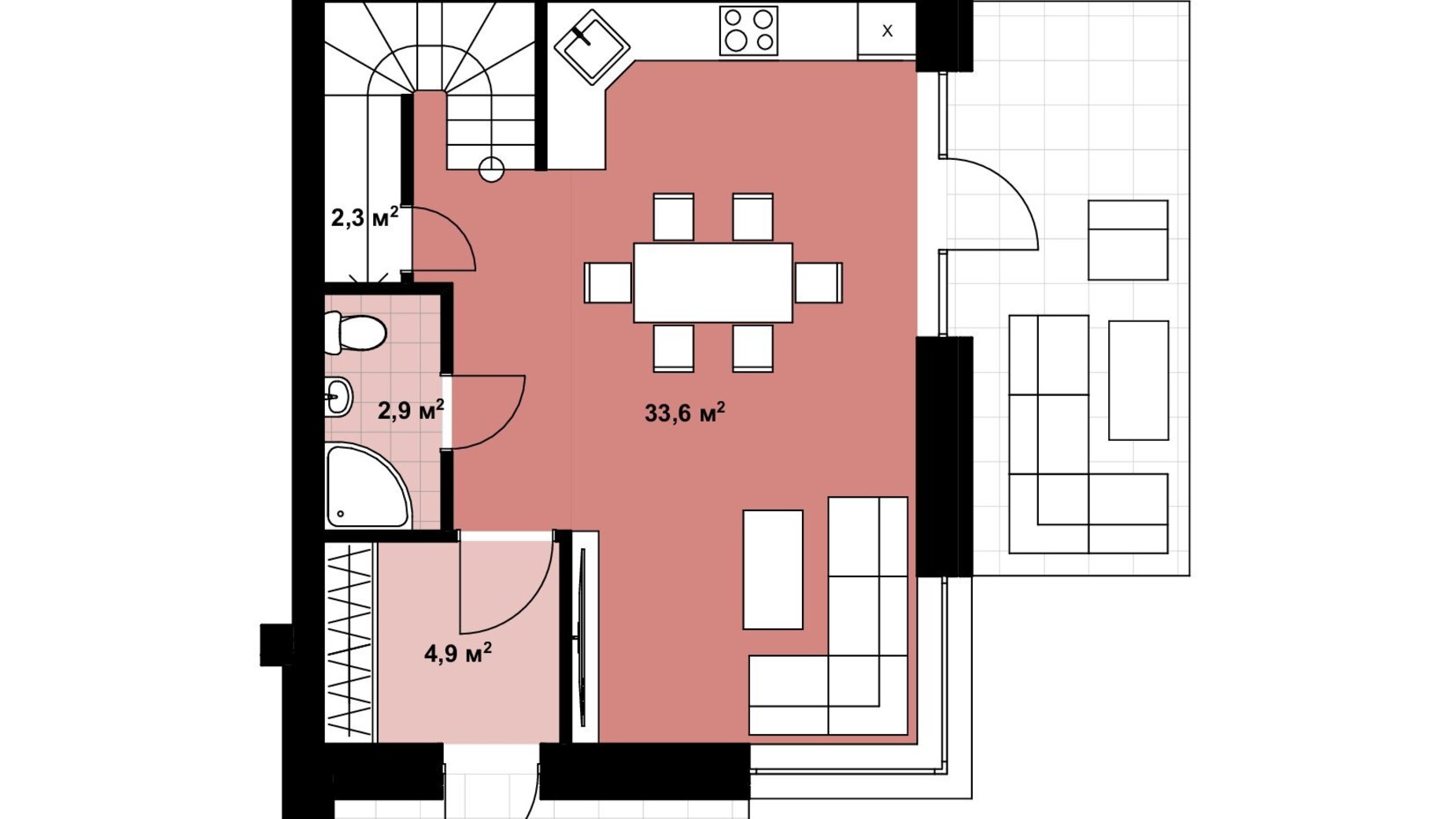 Планировка таунхауса в Таунхаус Lagom House 2 125.6 м², фото 604701