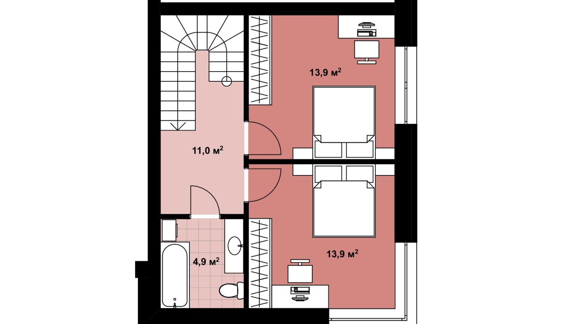 Планировка таунхауса в Таунхаус Lagom House 2 90 м², фото 604712