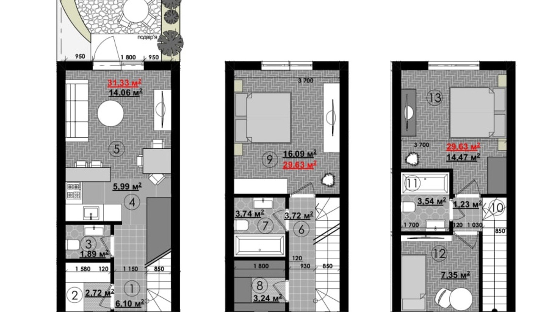 Планування таунхауса в Таунхаус New Smart 15 91.68 м², фото 604793