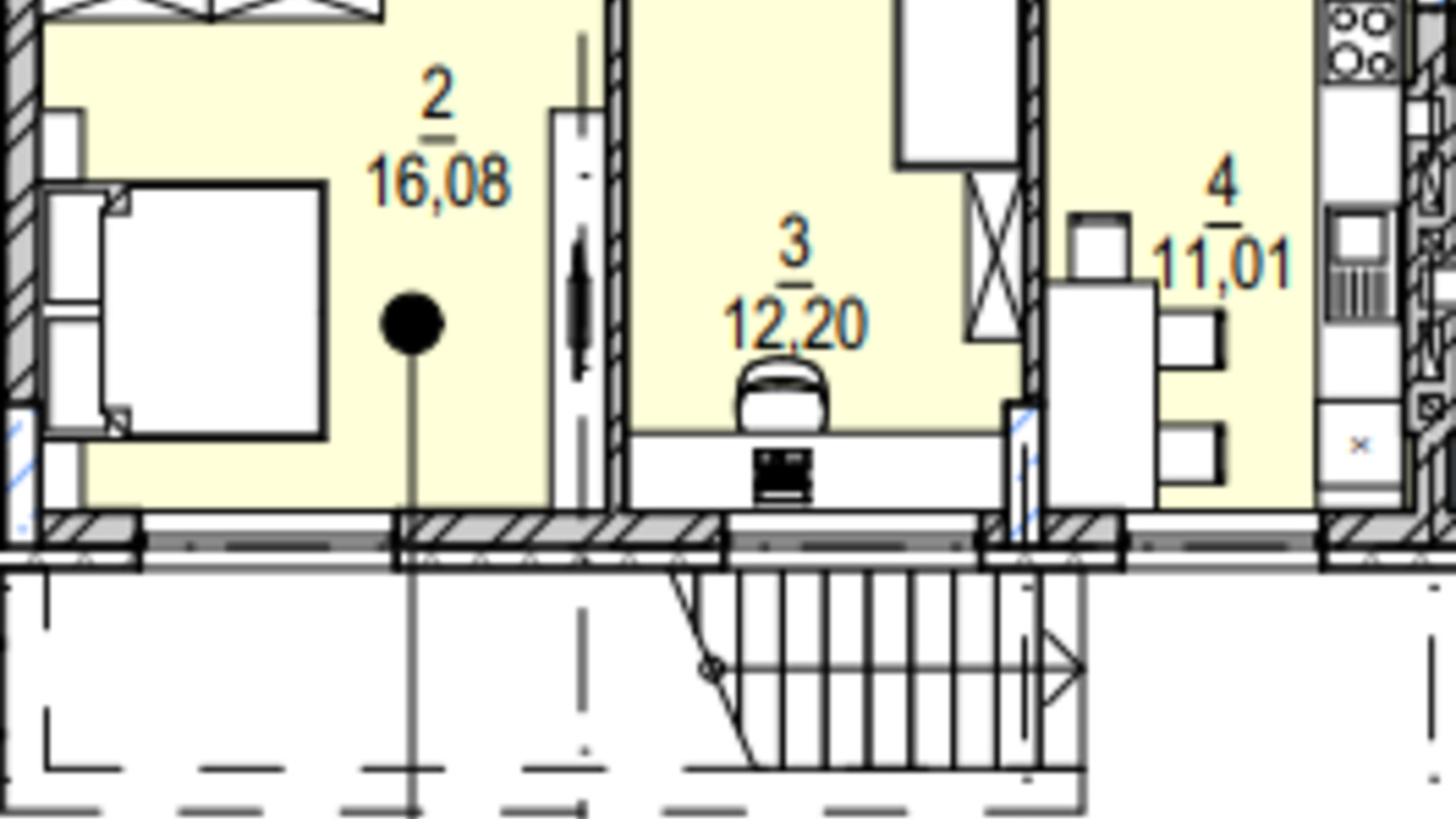 Планування 2-кімнатної квартири в ЖК Південний Deluxe 56.87 м², фото 604996