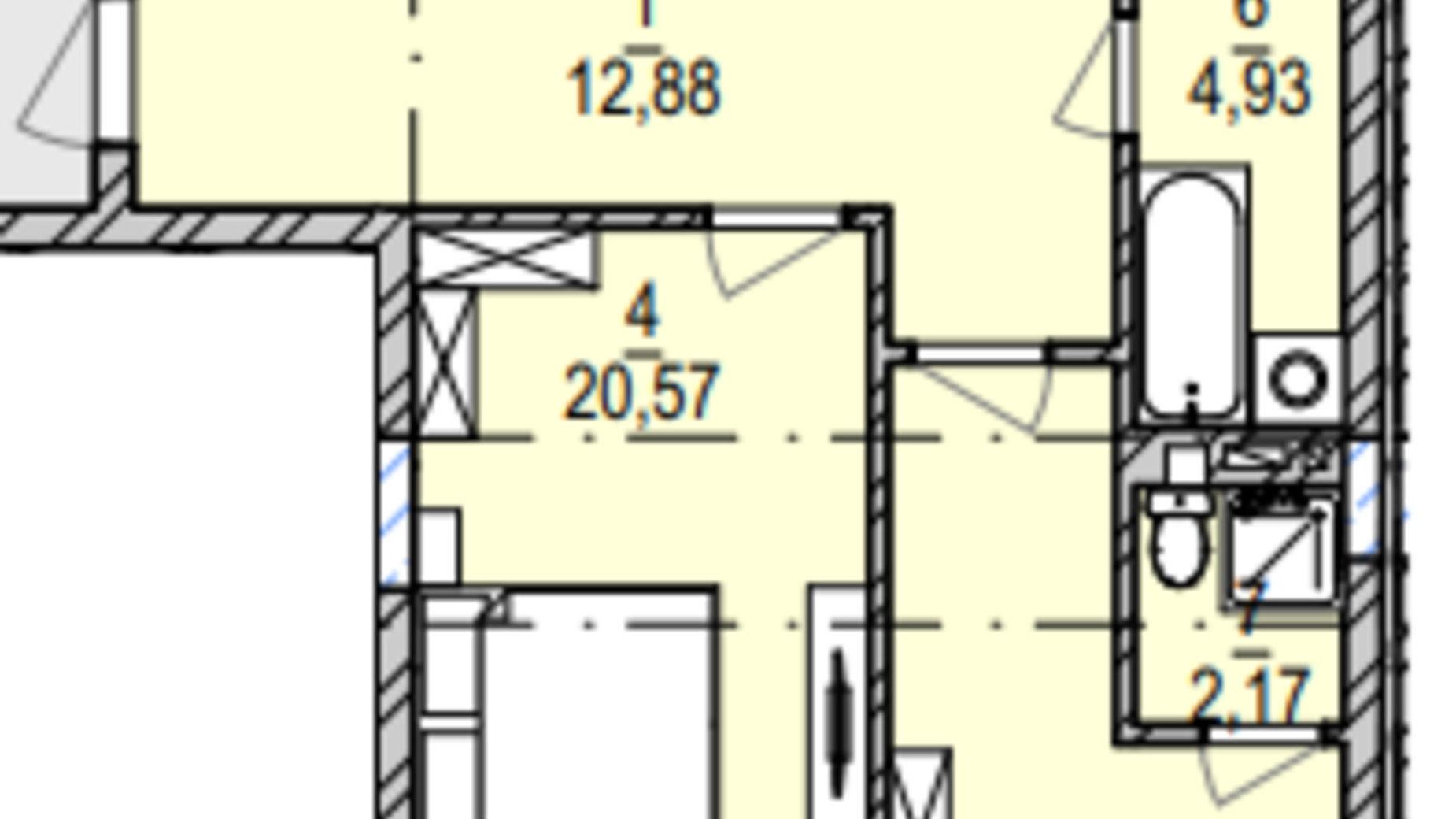 Планування 3-кімнатної квартири в ЖК Південний Deluxe 84.62 м², фото 605034