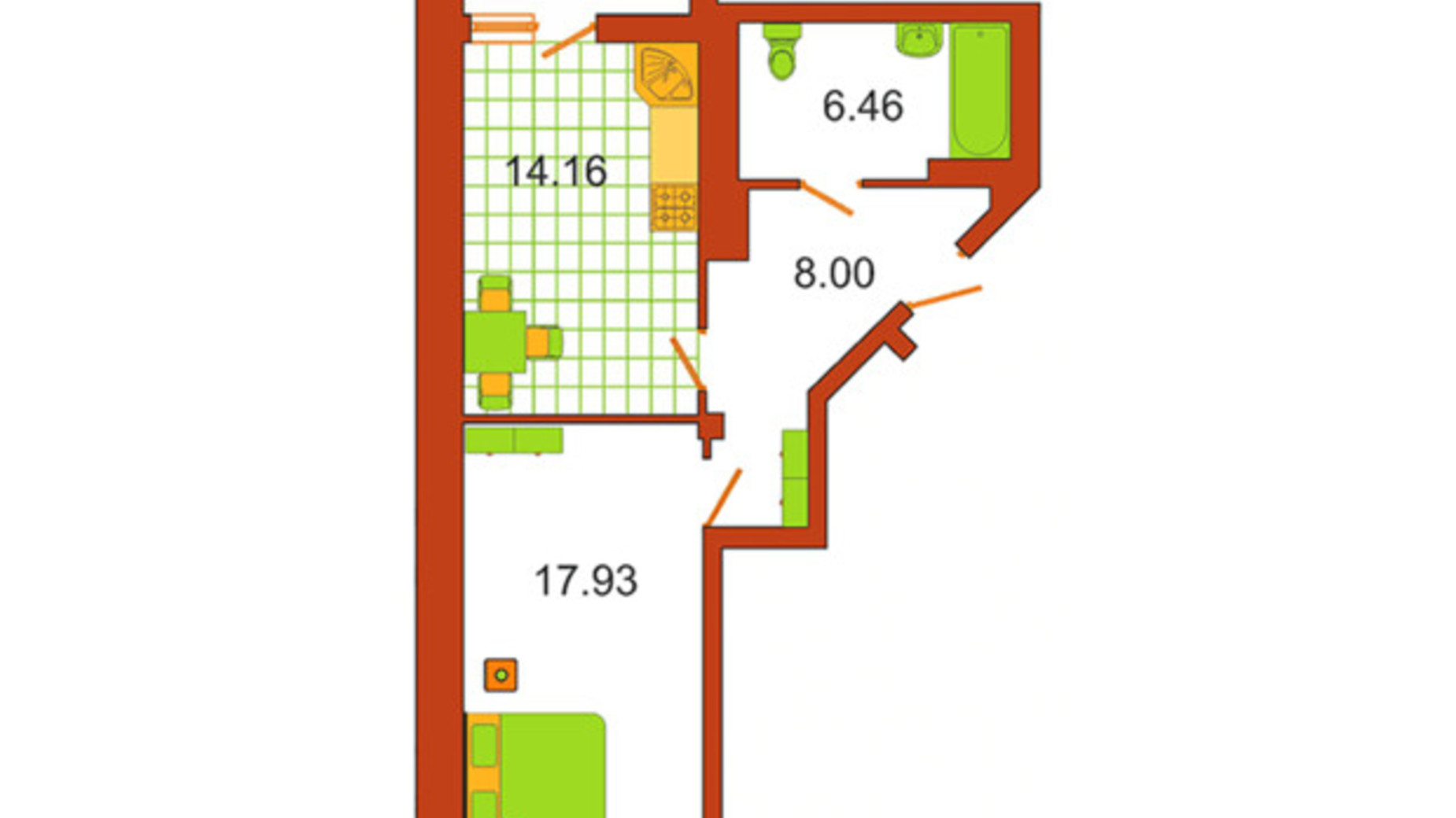 Планування 1-кімнатної квартири в ЖК Сяйво 52 м², фото 605425