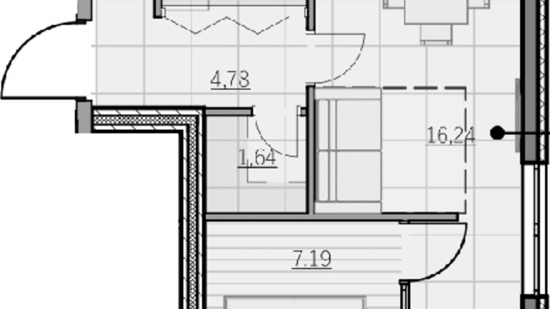 Планування 1-кімнатної квартири в ЖК Park Hills 35.66 м², фото 605510