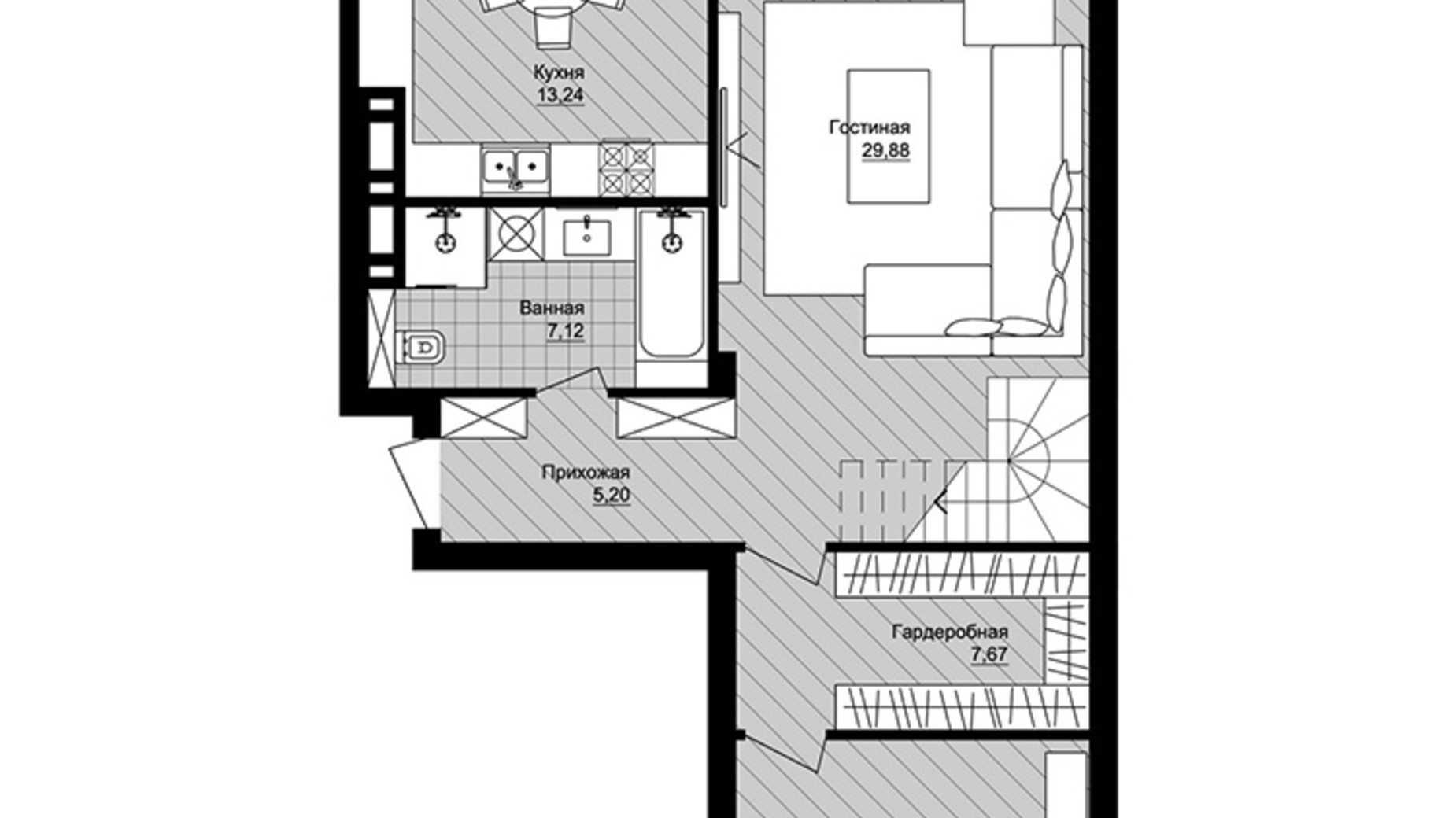 Планування багато­рівневої квартири в ЖК Новий Град 170.1 м², фото 605809