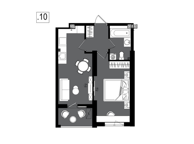 ЖК Посейдон: планировка 1-комнатной квартиры 41.17 м²