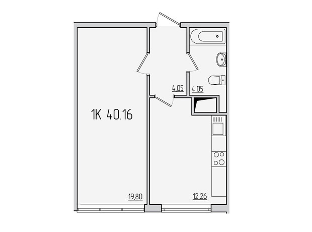 ЖК Пятьдесят третья жемчужина: планировка 1-комнатной квартиры 40 м²