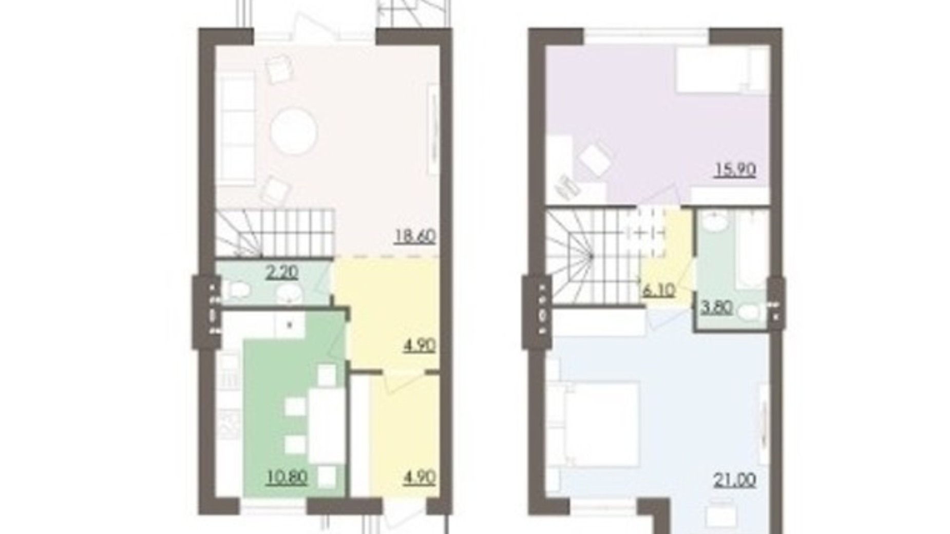 Планировка таунхауса в Таунхаус Мальованка 87.95 м², фото 606464