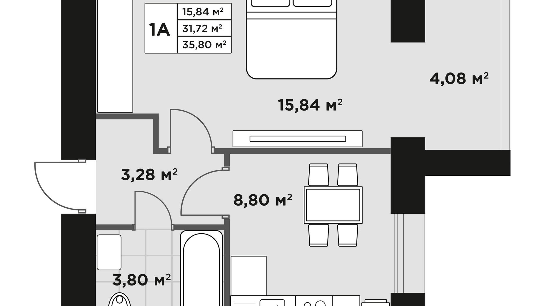 Планировка 1-комнатной квартиры в ЖК Millennium Park 35.8 м², фото 606508