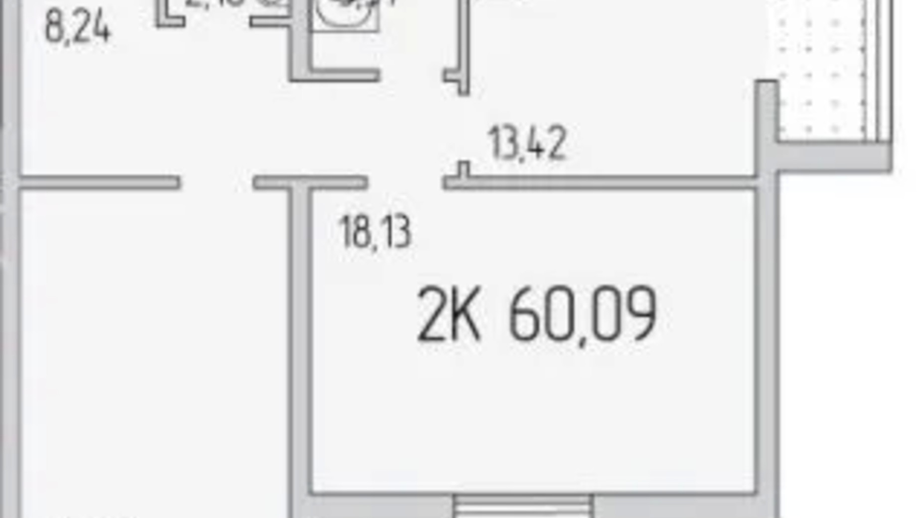 Планировка 2-комнатной квартиры в ЖК Пятьдесят седьмая жемчужина 60.09 м², фото 606598