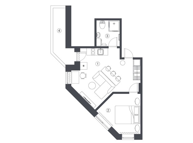 Клубный дом L14. Home in Pechersk: планировка 2-комнатной квартиры 38 м²