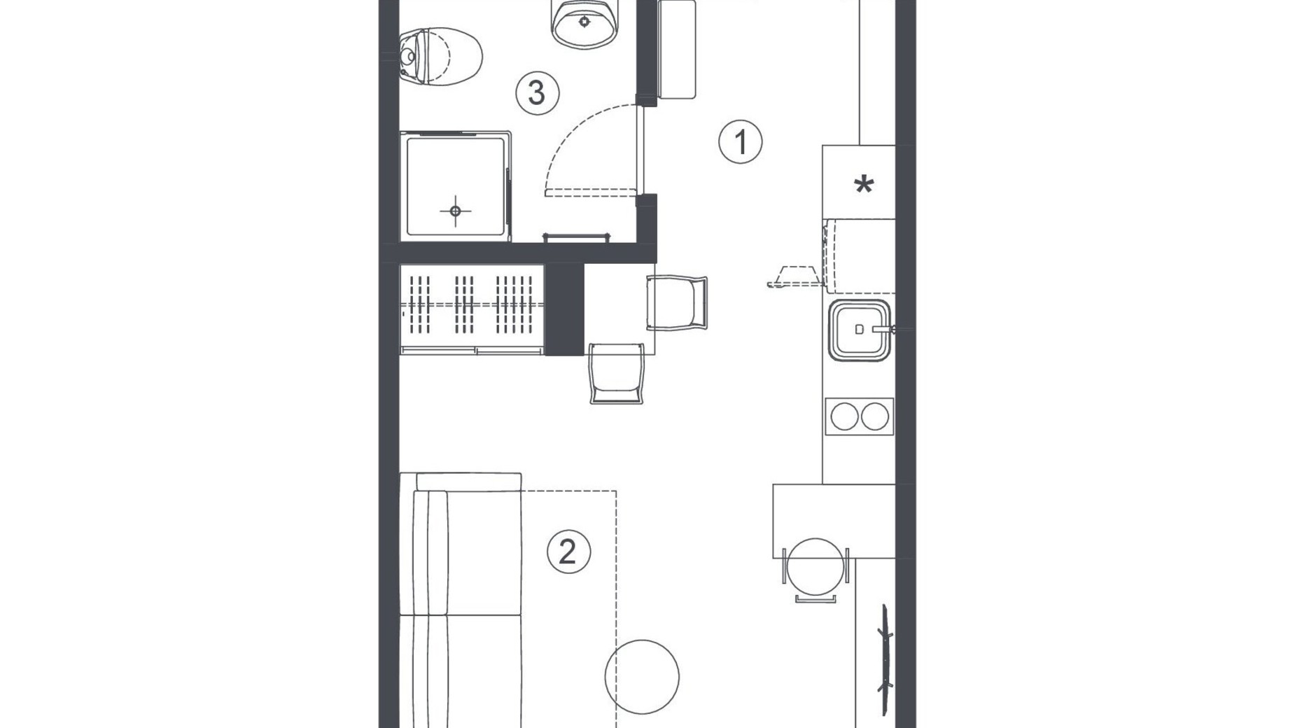 Планування смарт квартири в Клубний будинок L14. Home in Pechersk 25 м², фото 606721