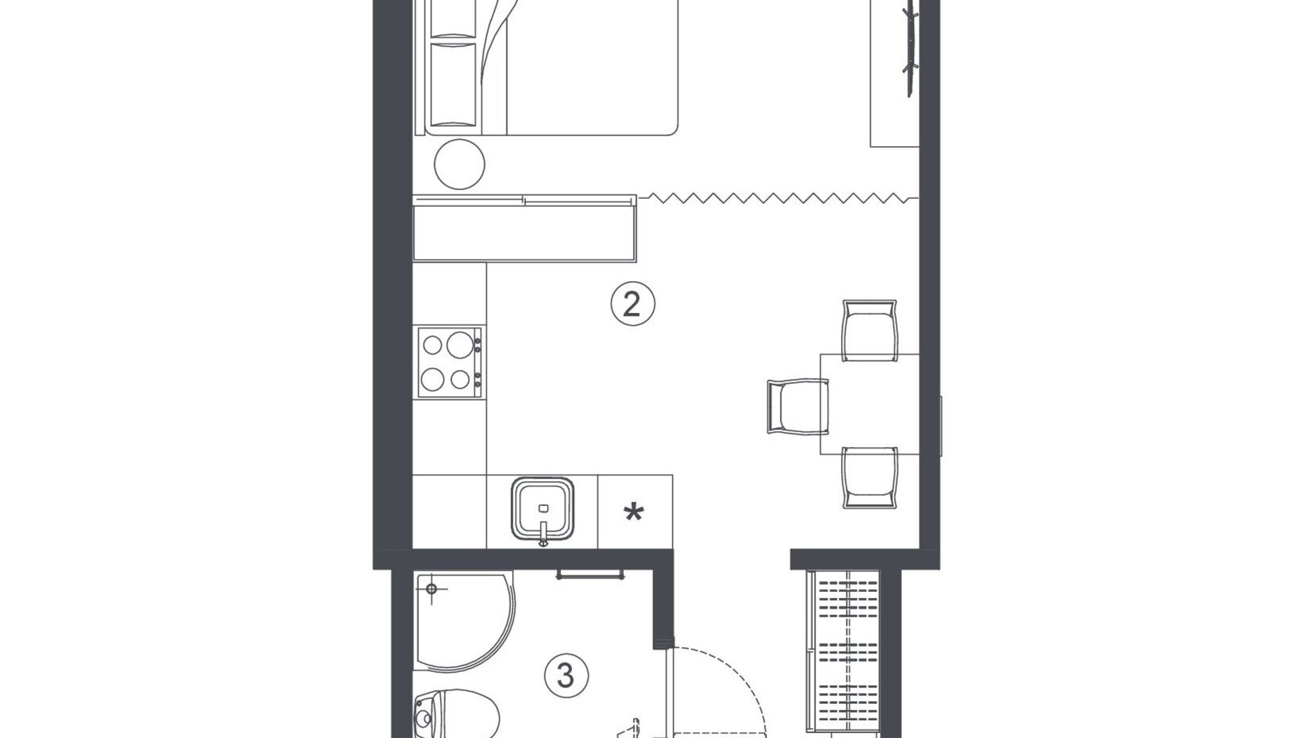 Планування смарт квартири в Клубний будинок L14. Home in Pechersk 30.3 м², фото 606725