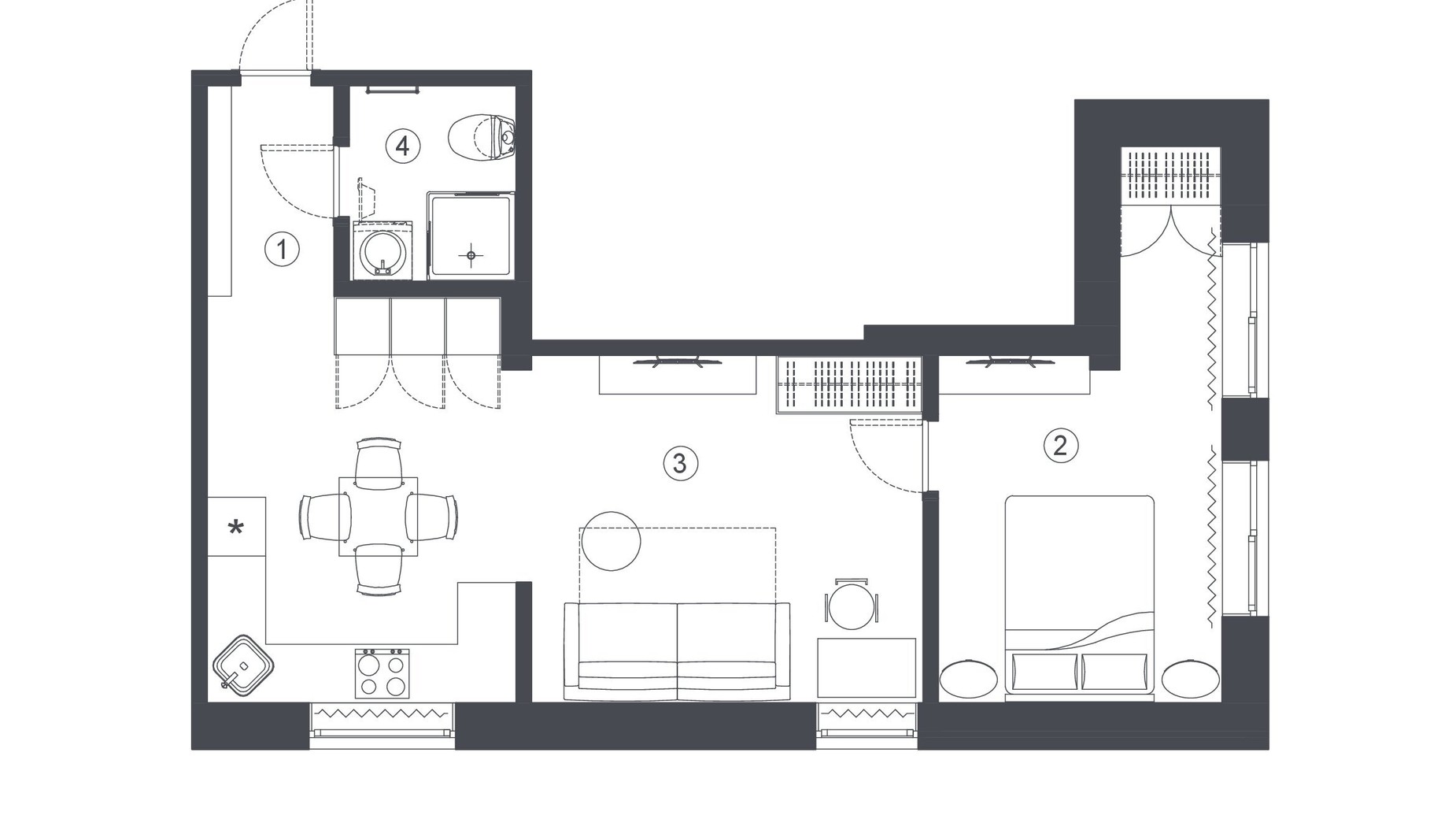 Планировка 2-комнатной квартиры в Клубный дом L14. Home in Pechersk 47.6 м², фото 606726