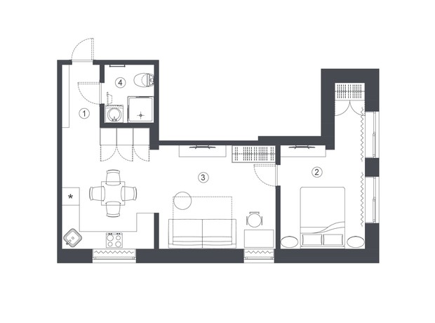 Клубный дом L14. Home in Pechersk: планировка 2-комнатной квартиры 47.6 м²