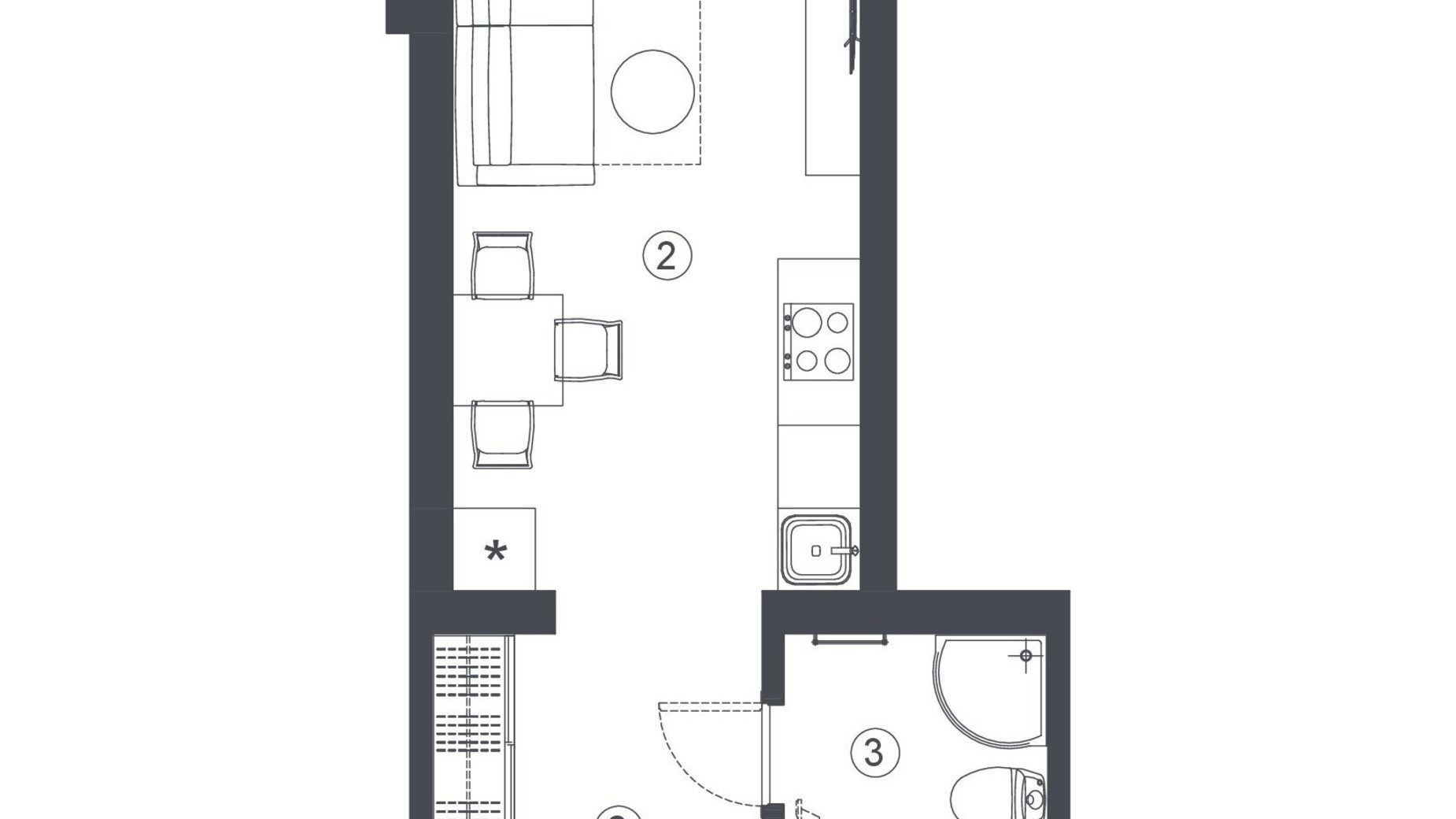 Планировка смарт квартиры в Клубный дом L14. Home in Pechersk 25.6 м², фото 606727