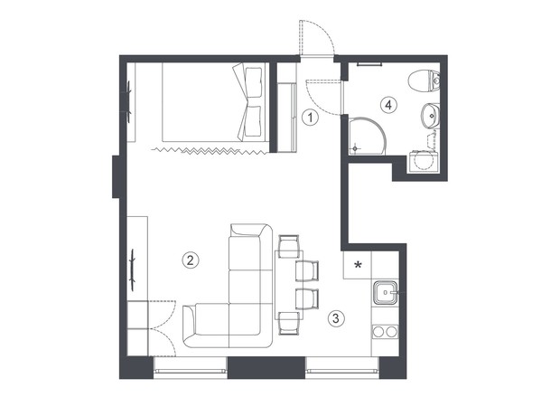 Клубный дом L14. Home in Pechersk: планировка 2-комнатной квартиры 35.8 м²