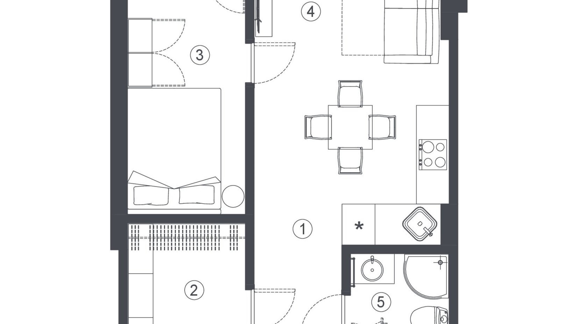 Планировка 2-комнатной квартиры в Клубный дом L14. Home in Pechersk 43 м², фото 606732