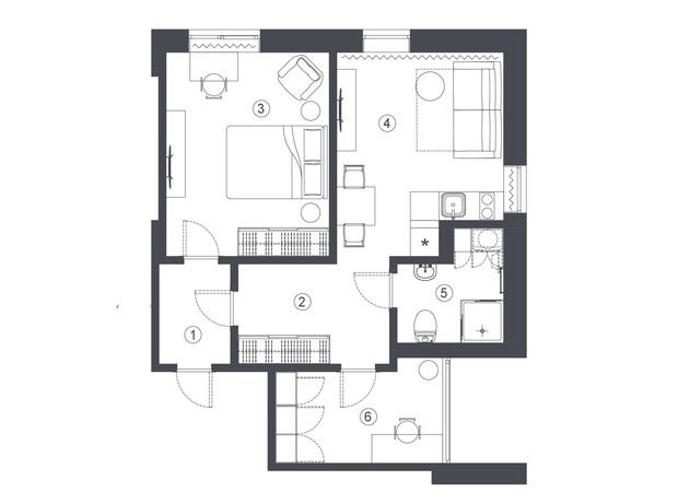 Клубный дом L14. Home in Pechersk: планировка 2-комнатной квартиры 49.6 м²