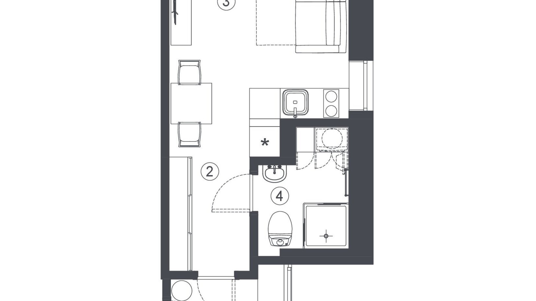Планировка смарт квартиры в Клубный дом L14. Home in Pechersk 26.4 м², фото 606734