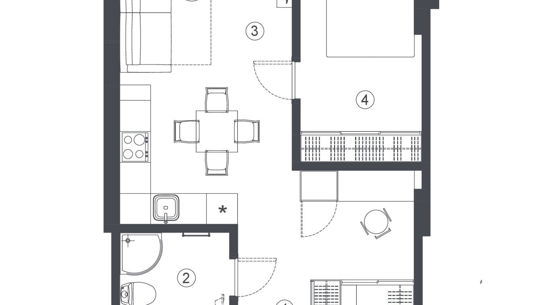 Планировка 2-комнатной квартиры в Клубный дом L14. Home in Pechersk 43.2 м², фото 606735