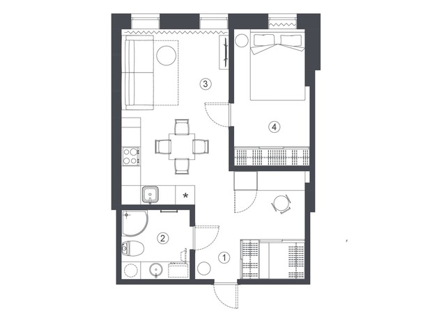 Клубный дом L14. Home in Pechersk: планировка 2-комнатной квартиры 43.2 м²