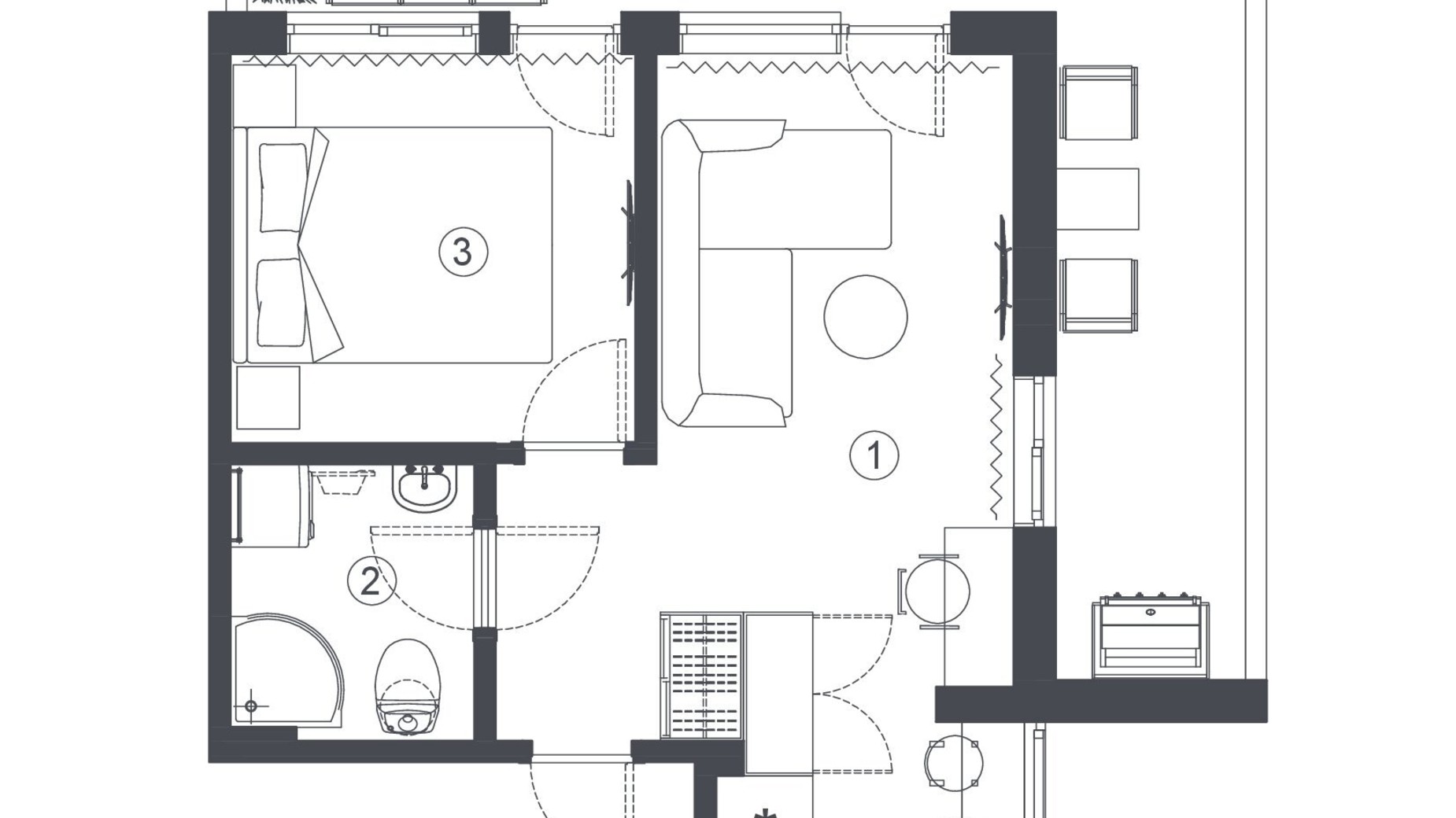 Планировка 1-комнатной квартиры в Клубный дом L14. Home in Pechersk 43.6 м², фото 606737